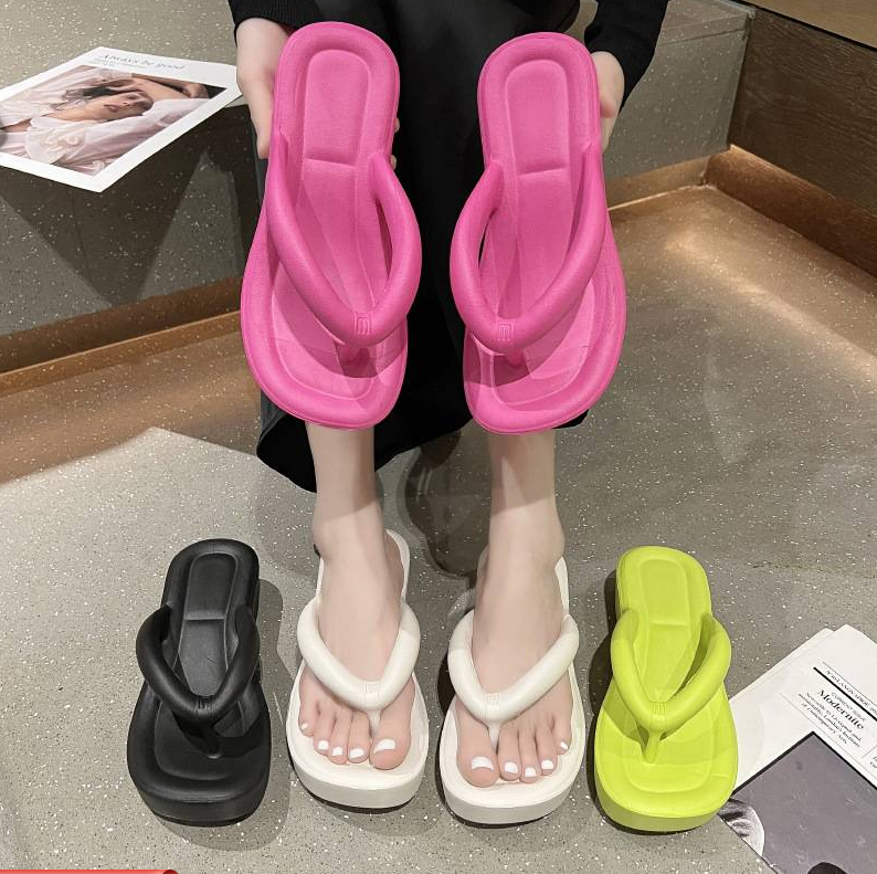 夏外穿女時尚百搭人字拖EVA柔軟輕便坡跟增高防滑拖鞋【活動免運|買一送一|貨到付款】