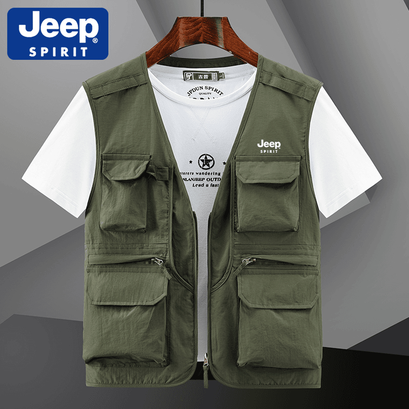 JEEP吉普戶外輕薄攝影多口袋釣魚網眼馬甲【不滿意包退 大家請放心購買】