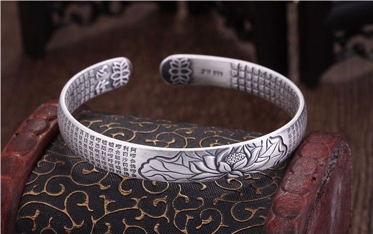 【雨揚老師親自加持】純銀六字真言心經手鐲【买一送一】 【雨揚老師親自加持】純銀六字真言心經手鐲【买一送一】