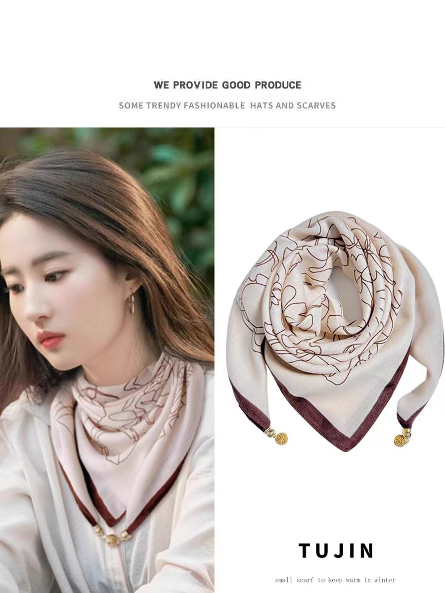 2024新款磁吸扣棉麻絲巾 女士護頸方巾 ins圍巾圍脖裝飾時尚百搭 三角巾 2024新款磁吸扣棉麻絲巾 女士護頸方巾 ins圍巾圍脖裝飾時尚百搭 三角巾