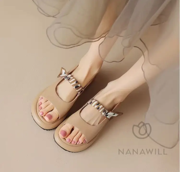 韓版女涼鞋 真皮韓式軟底 2025新款仙女涼拖 平底羅馬鞋